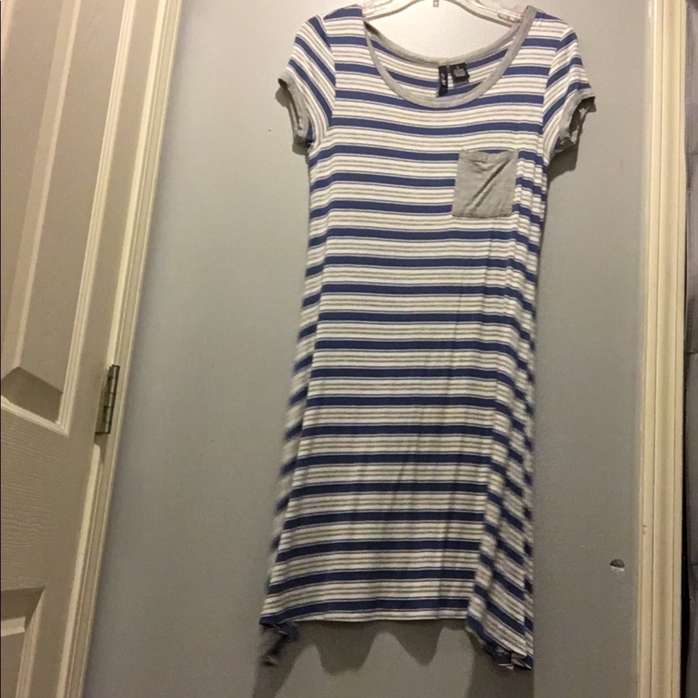 Blue/White/Gray Striped Dress